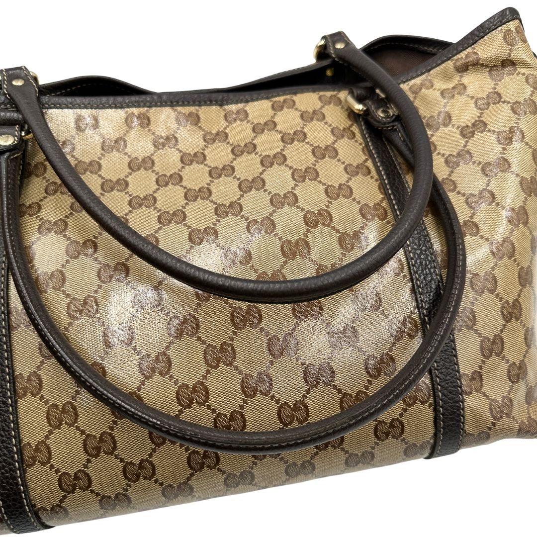 Shopper Gucci Crystal in canvas beige
