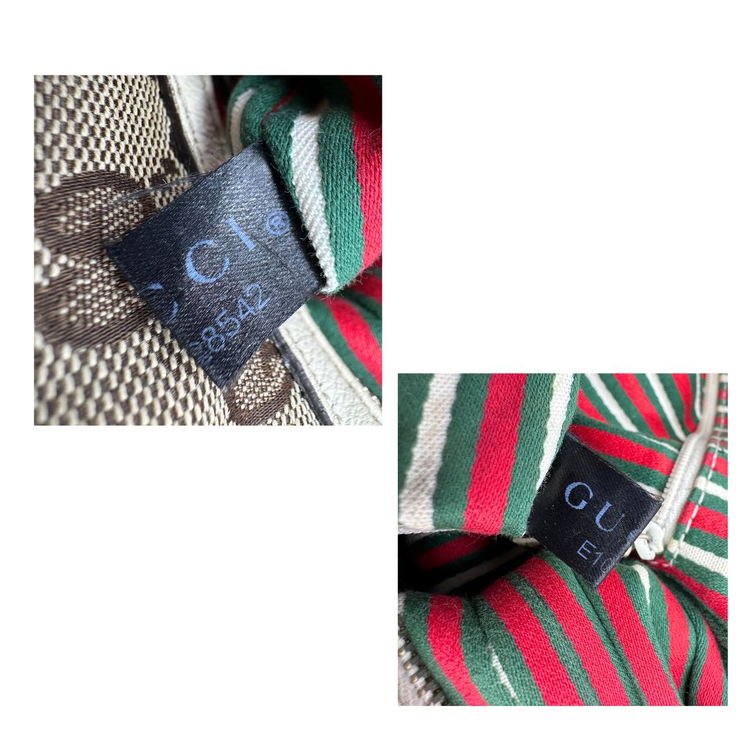 codici Borsa Gucci in tessuto GG monogram beige con parti metalliche dorate e finiture in pelle; munita di un manico singolo, da portare a spalla 