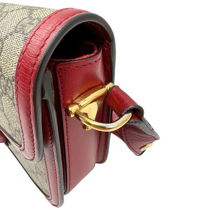  Borsa Gucci in canvas GG e finiture in pelle color amarena con dettaglio Horsebit sulla chiusura, di lusso, originale, ottime condizioni, usata