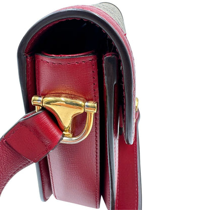  Borsa Gucci in canvas GG e finiture in pelle color amarena con dettaglio Horsebit sulla chiusura, di lusso, originale, ottime condizioni, usata