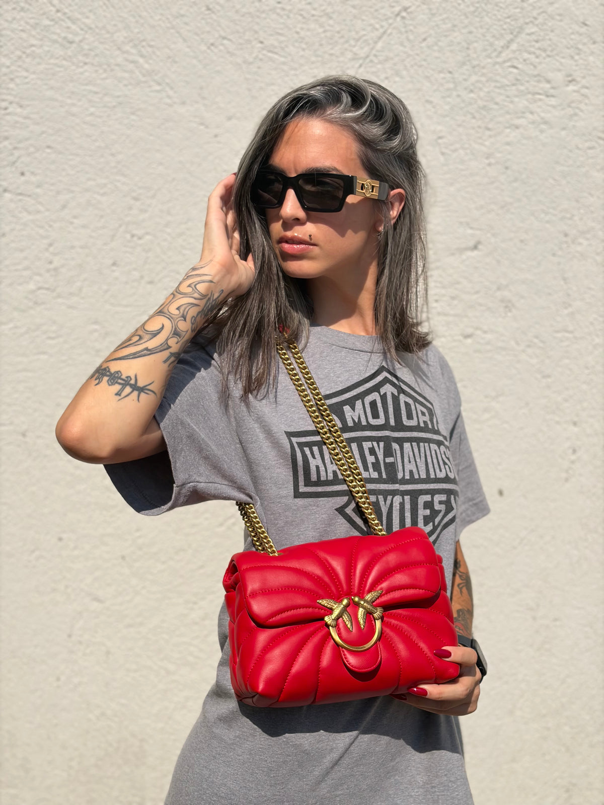 Mini Pinko Love Puff Farfalla rossa