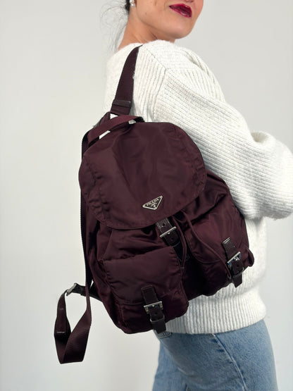 Zaino Prada nylon vinaccia