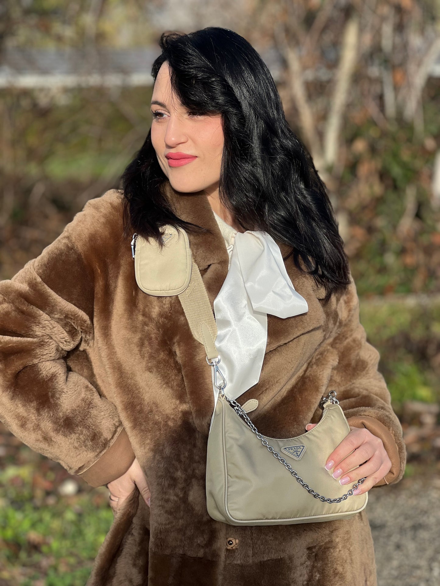 Tracolla Prada in Re-Nylon Beige