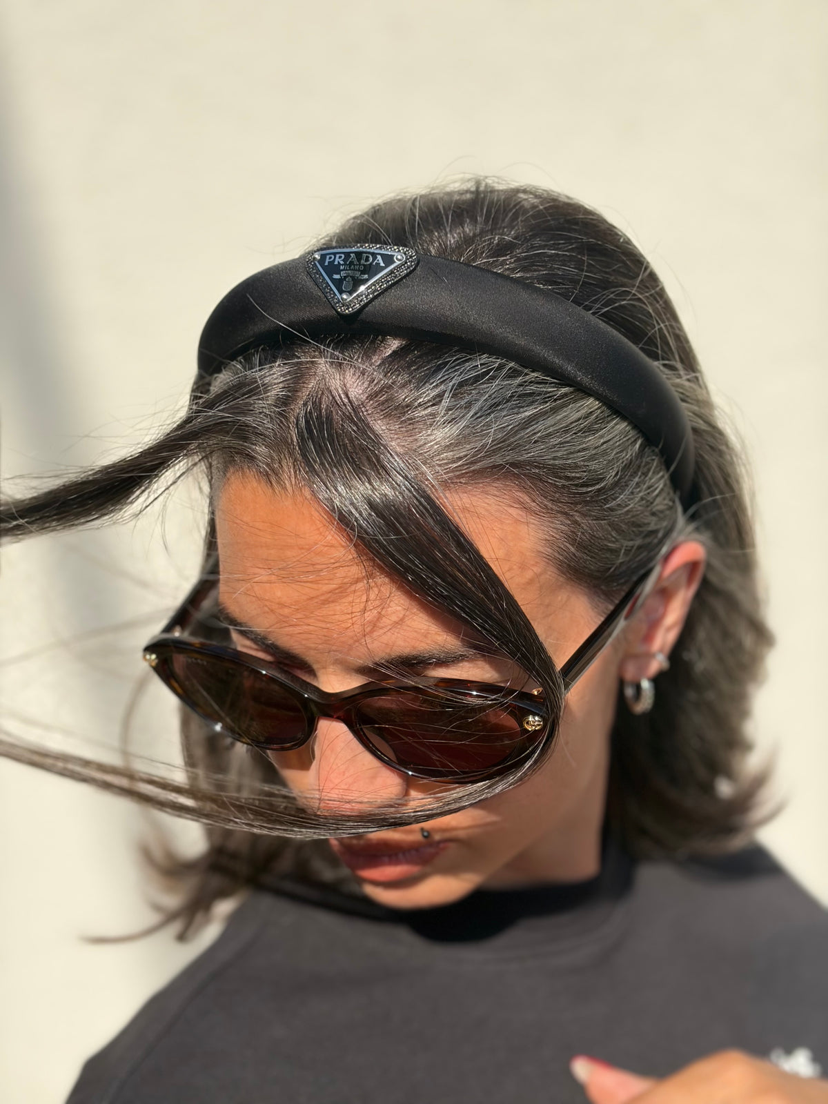 Cerchietto Prada nylon nero
