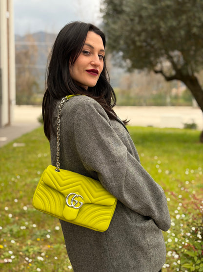 Borsa Gucci Marmont lime misura media