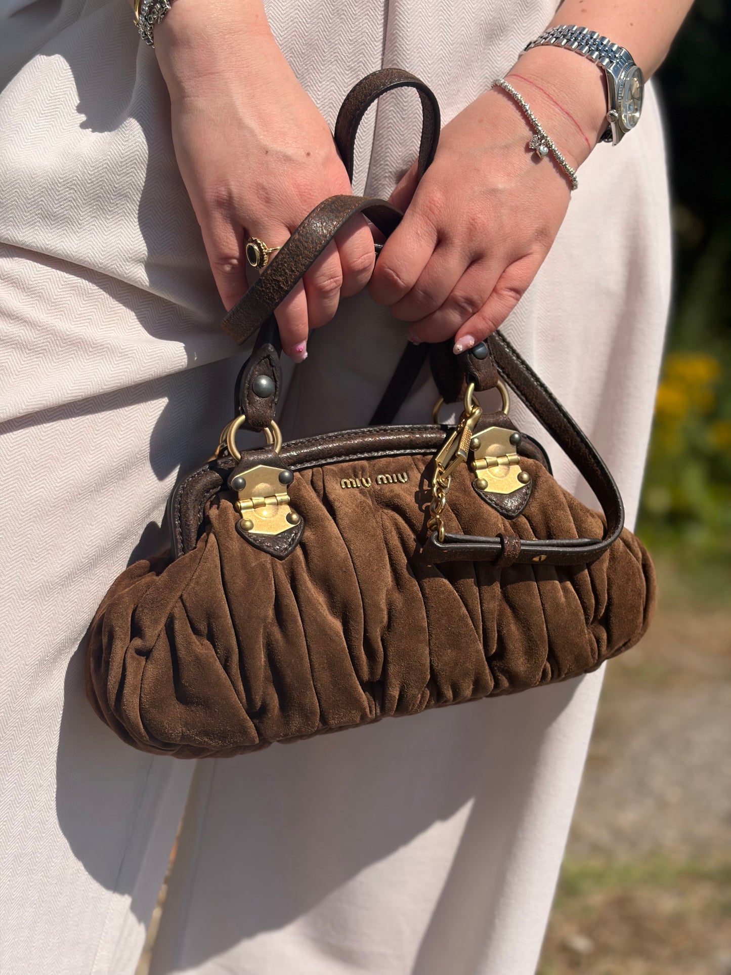 Satchel Miu Miu marrone