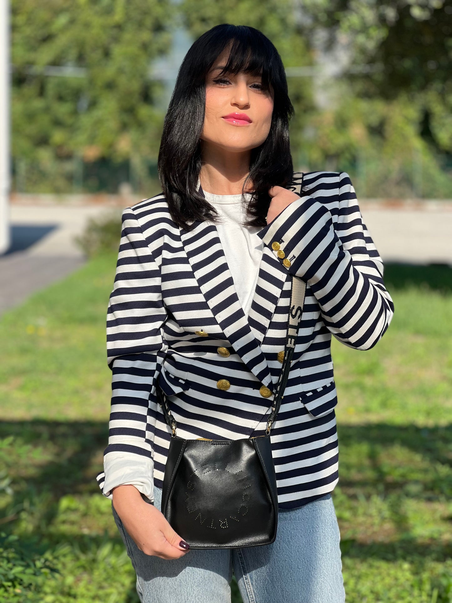 Tracolla Stella McCartney nera con logo