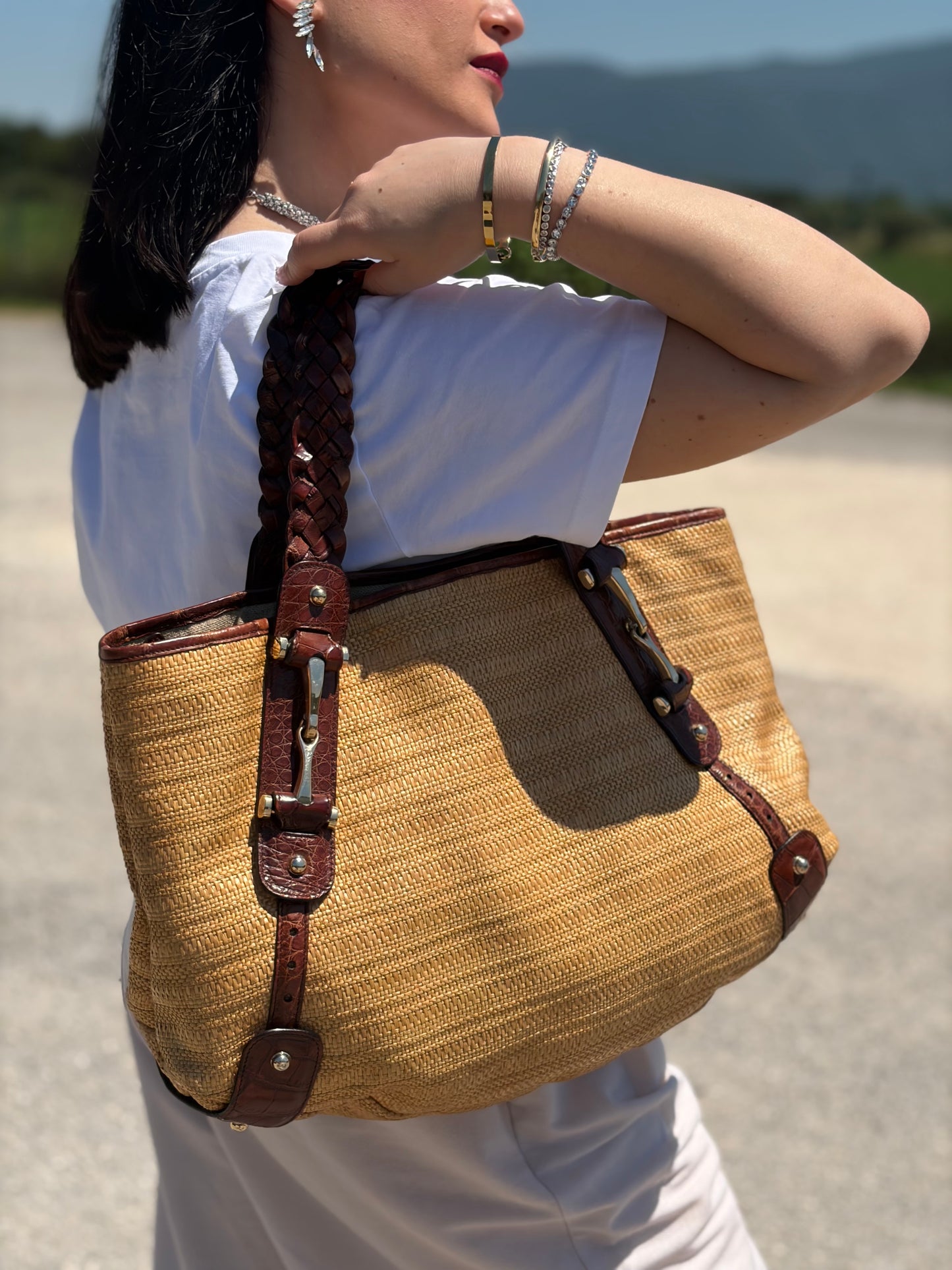 Borsa Gucci Pelham Hobo rafia