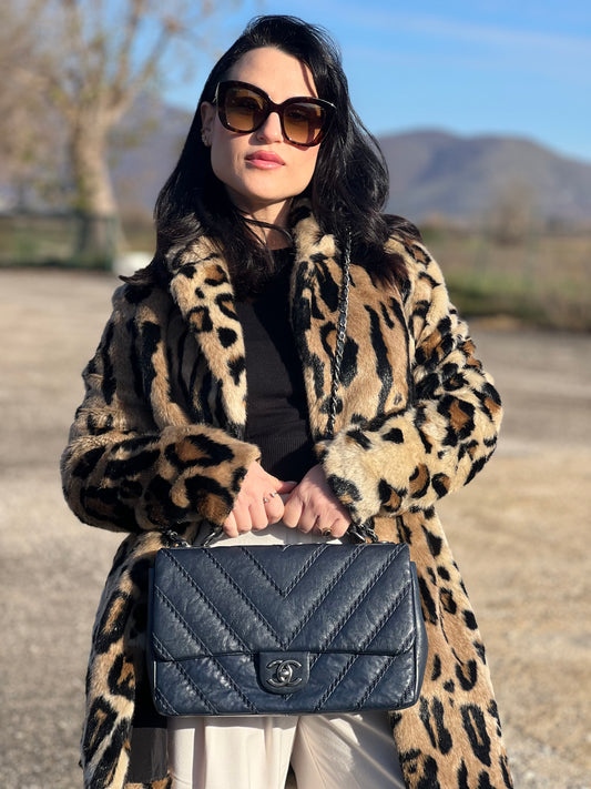 Stitched Chevron Calfskin Chain Flap Chanel