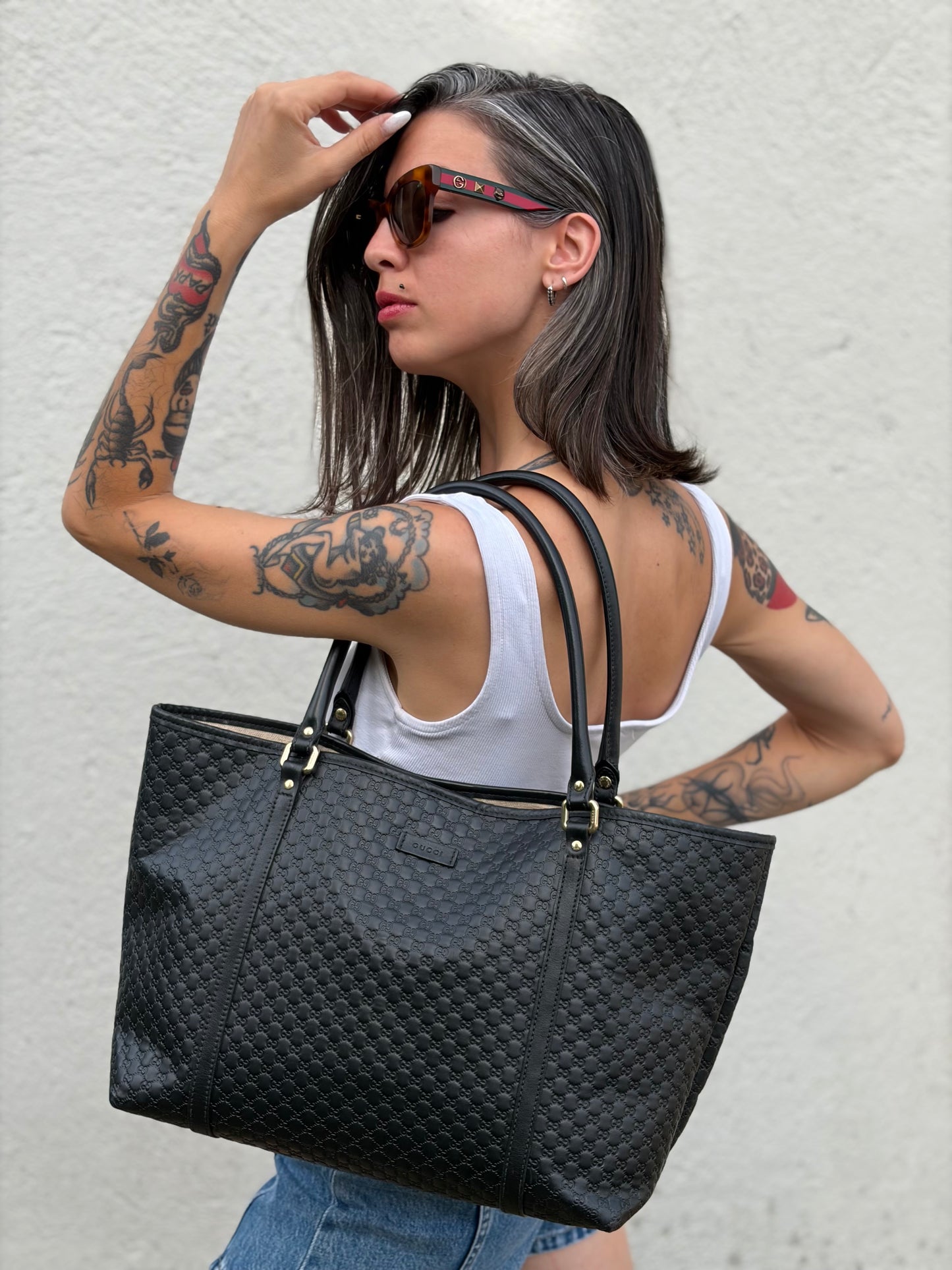 Shopper Gucci Microguccissima nera