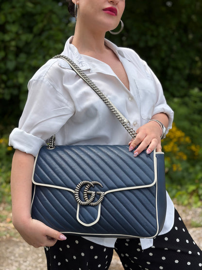 Borsa Gucci Marmont large blu