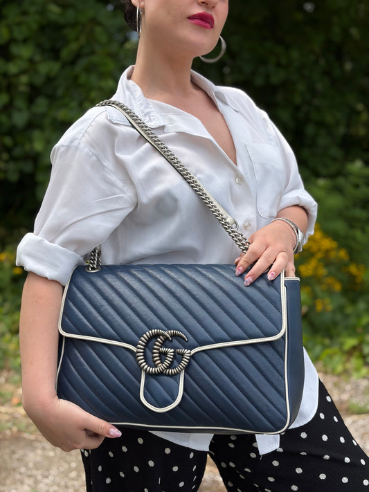 Borsa Gucci Marmont large blu