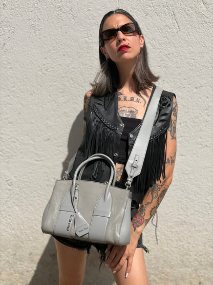 Borsa Tote Miu Miu grigia