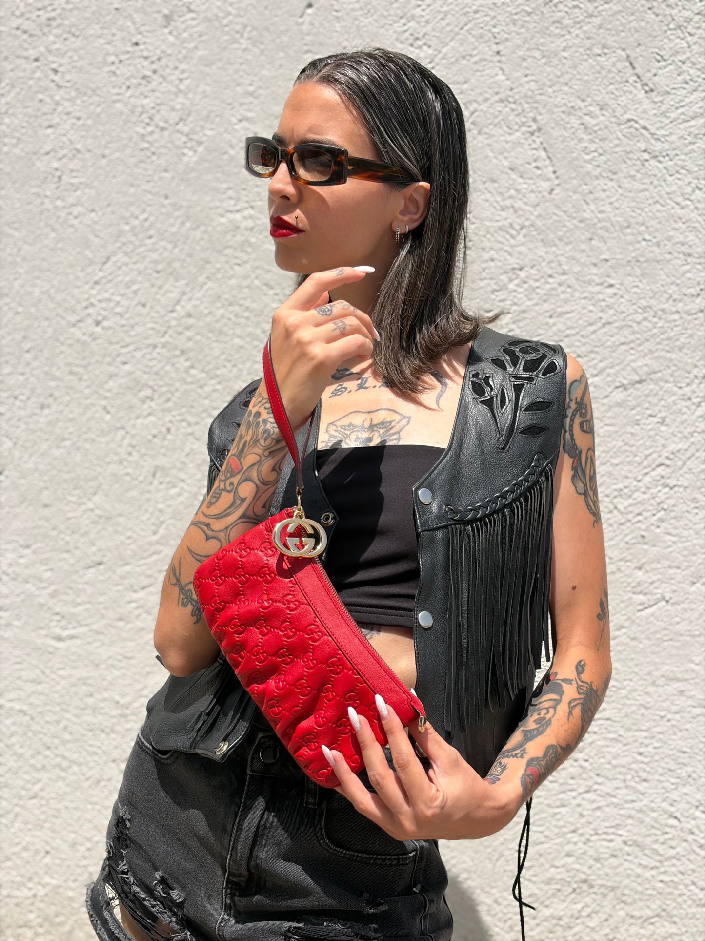 Pochette Gucci Guccissima rossa