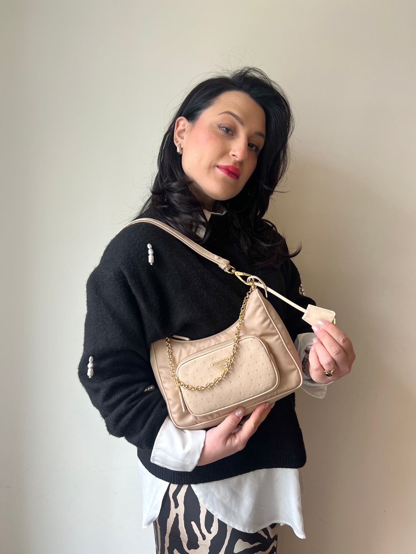 Ostrich Cammeo Re-Nylon Prada