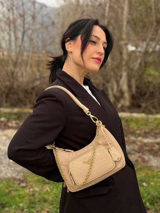 Ostrich Cammeo Re-Nylon Prada