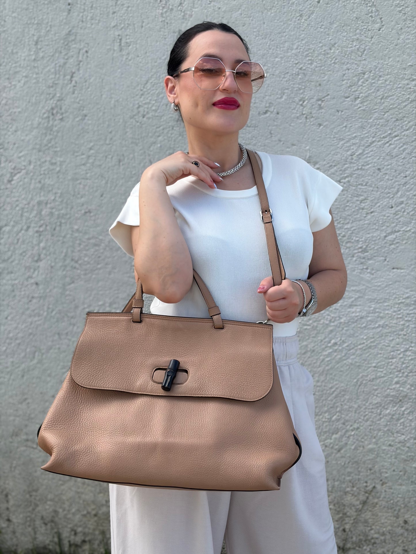 Satchel Gucci Daily Bamboo beige
