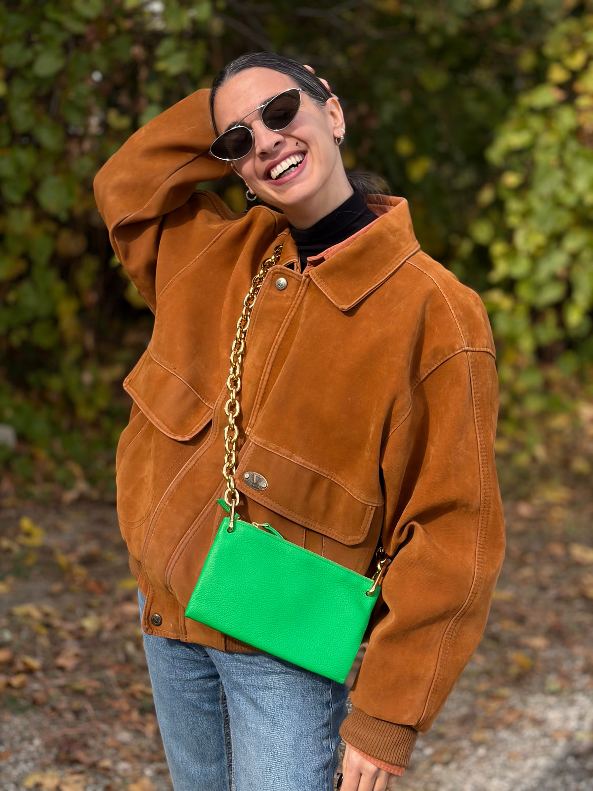 Tracolla Bottega Veneta verde (pelle, verde) – foto 2 di 11