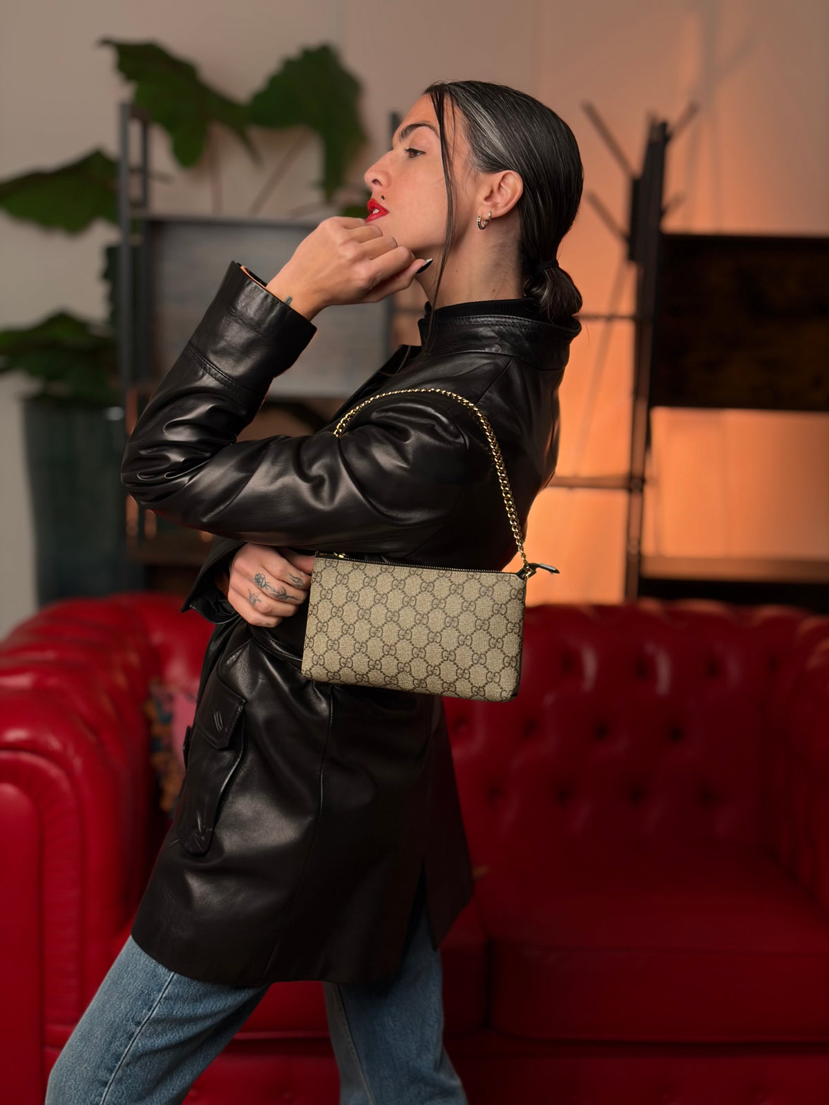 Pochette Gucci GG Supreme (canvas, beige) – foto 1 di 11