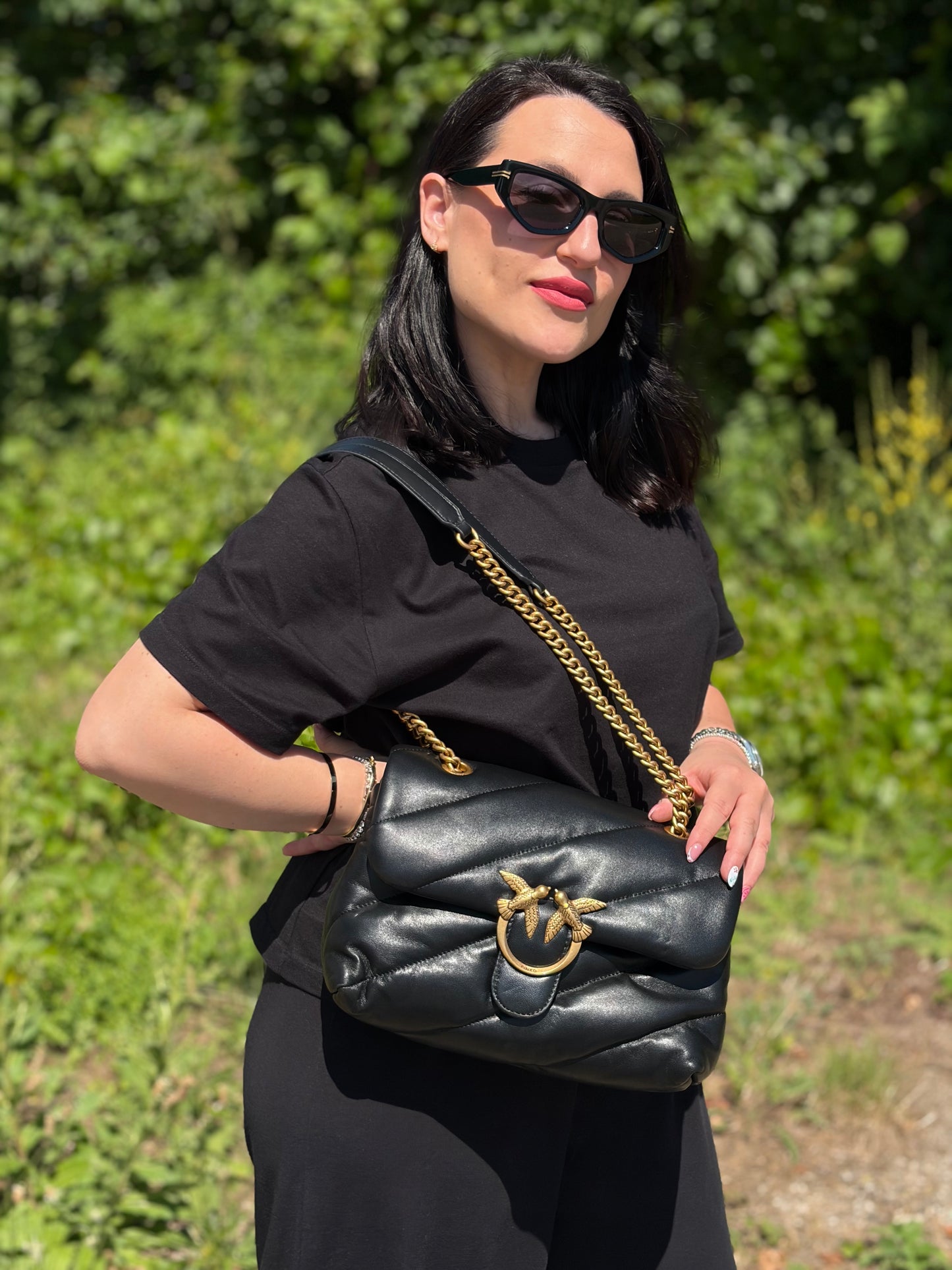 Borsa Pinko Love puff media nera