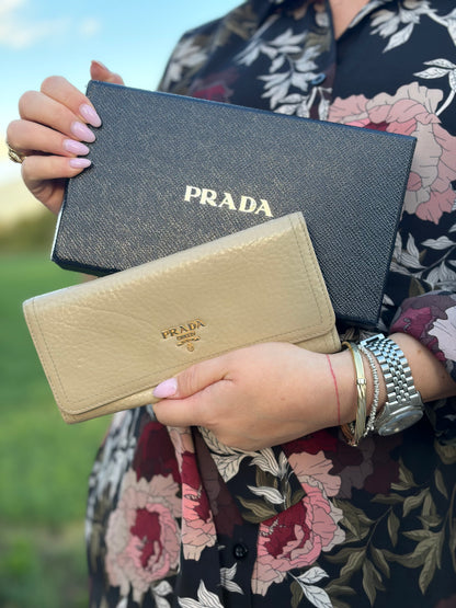 Portafoglio Prada beige