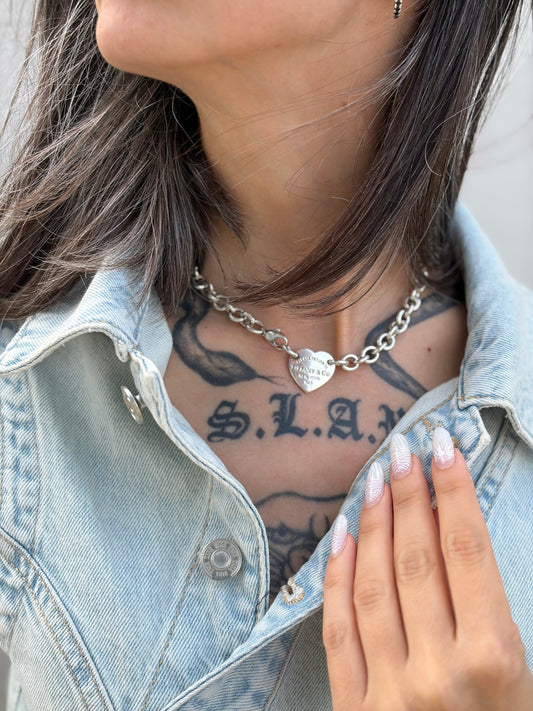 Girocollo Chain Link Heart Tag in argento Tiffany&Co.