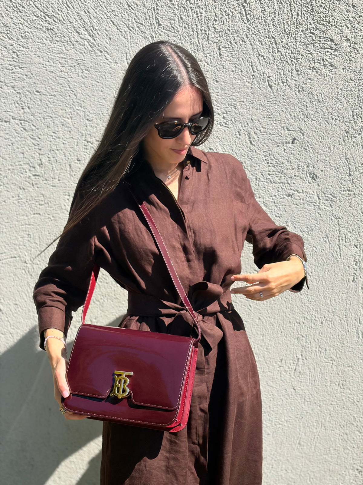 Tracolla Burberry vernis TB