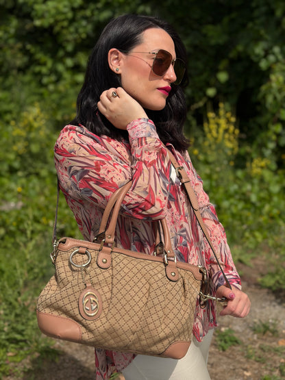 Satchel Diamante Gucci beige
