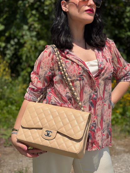 Borsa Chanel Timeless caviar beige