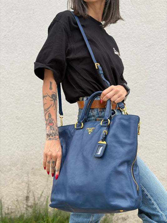 Borsa Tote Prada blu