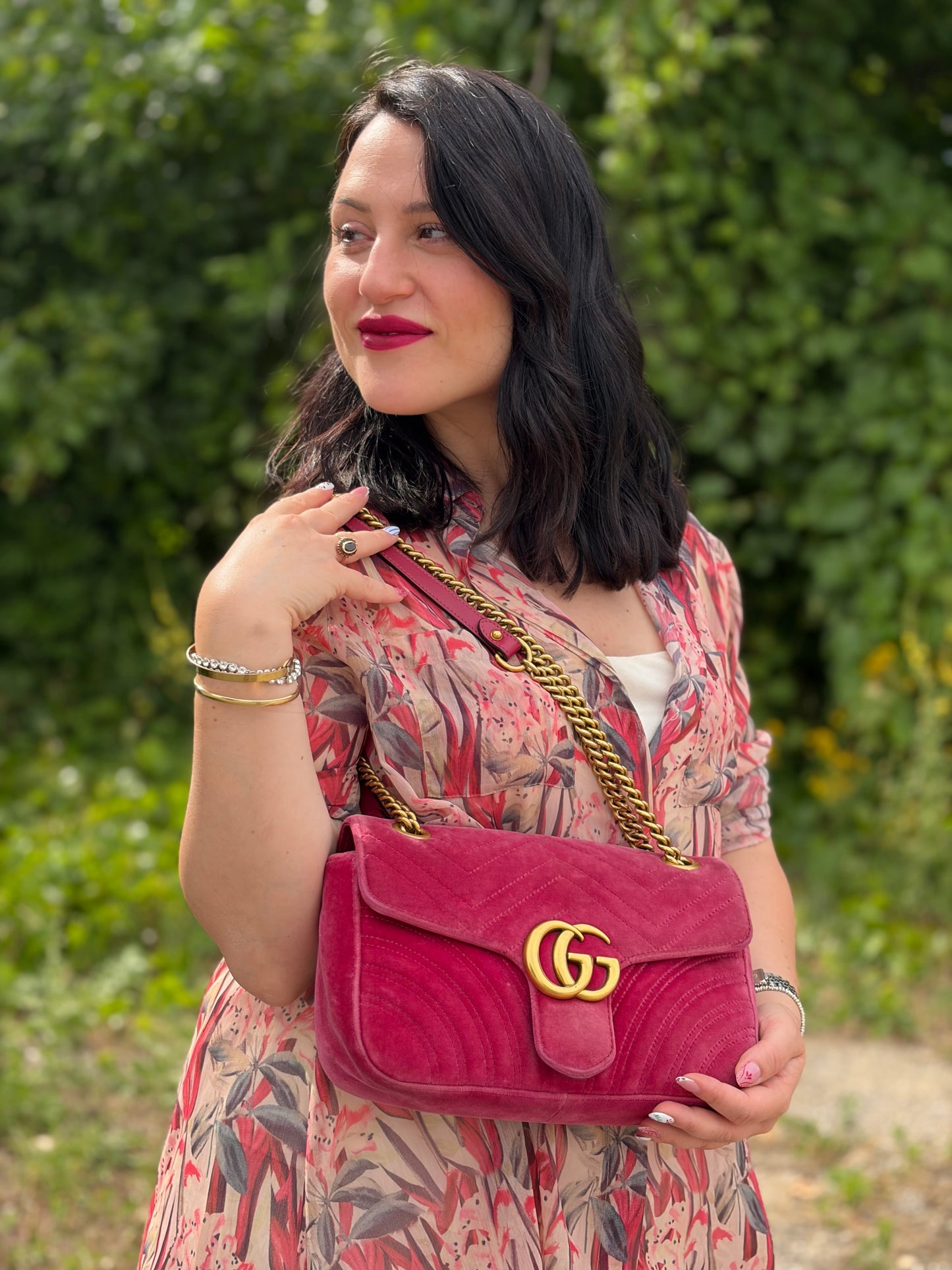 Borsa Gucci Marmont velvet misura media