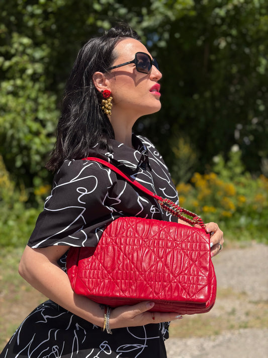 Borsa Christian Dior Cannage Delidior rossa