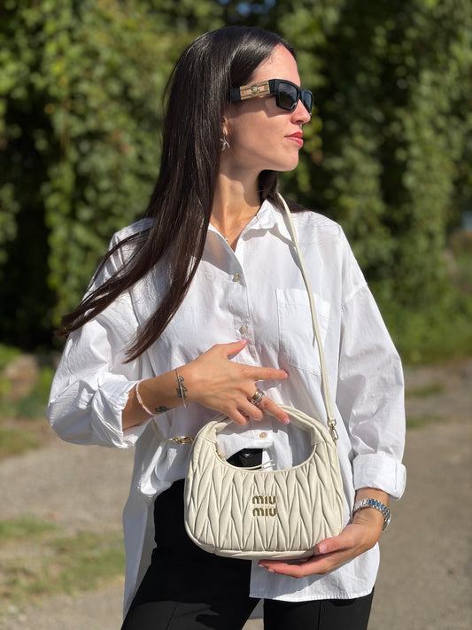Borsa Miu Miu Wander matelassé Small bianca