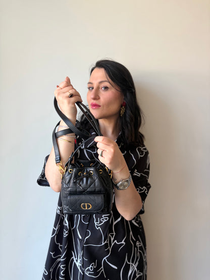 Secchiello Mini Dior Caro nero