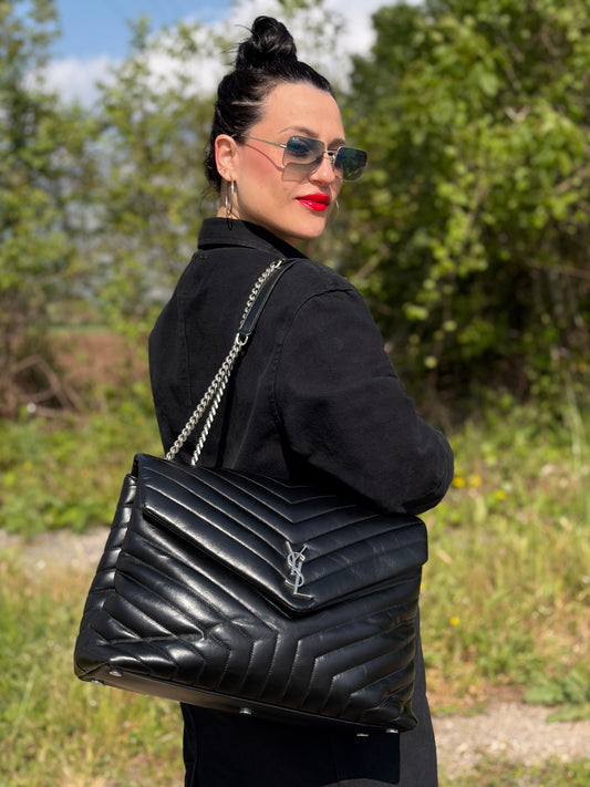Borsa Loulou large Saint Laurent nera