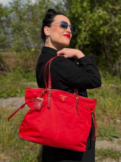 Tote Prada nylon rossa