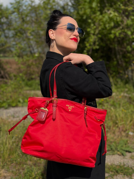 Tote Prada nylon rossa