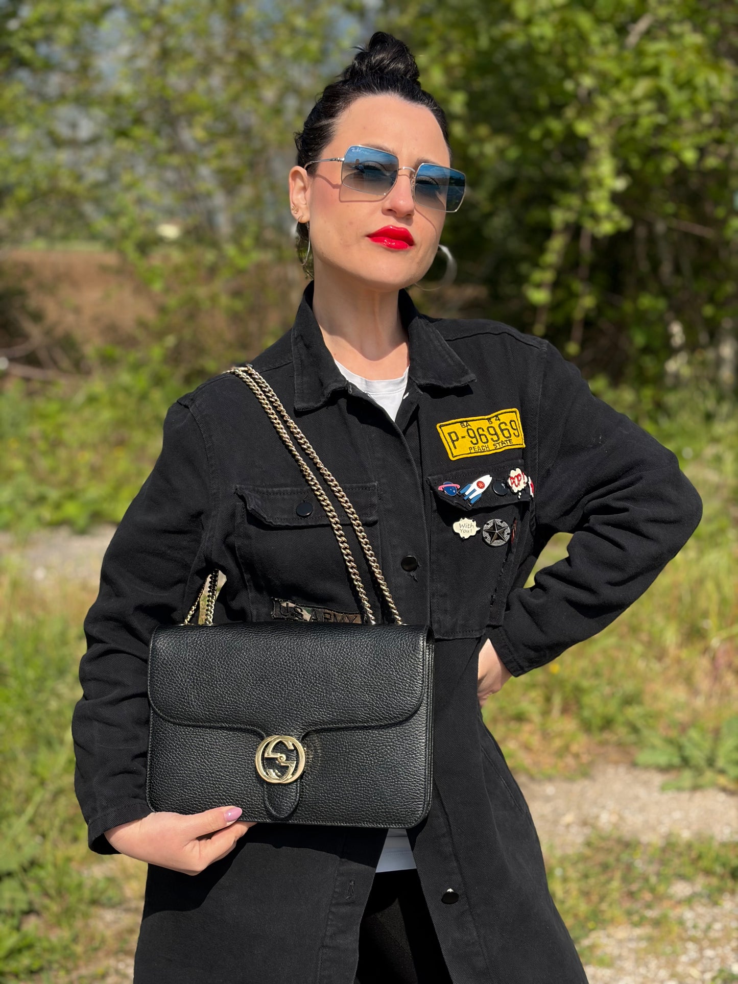 Borsa Gucci Interlocking nera