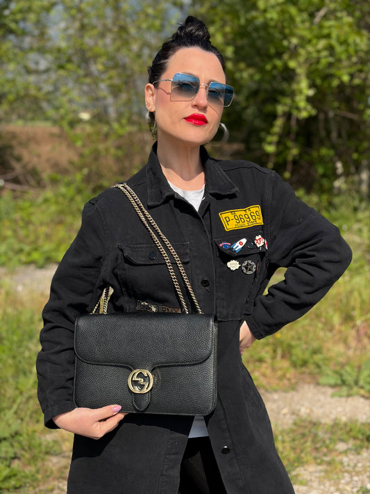 Borsa Gucci Interlocking nera