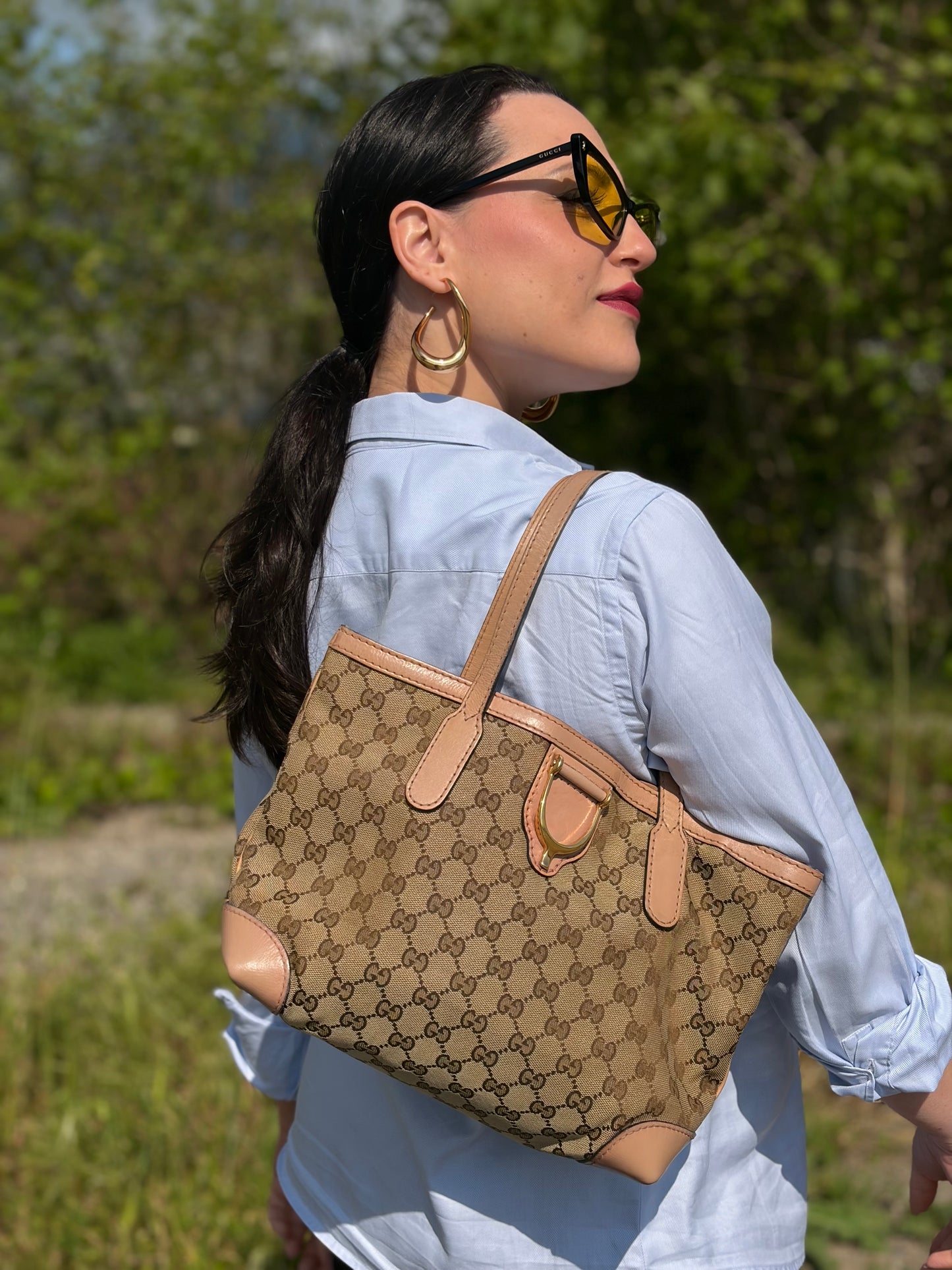 Shopper Gucci stirrup Beige