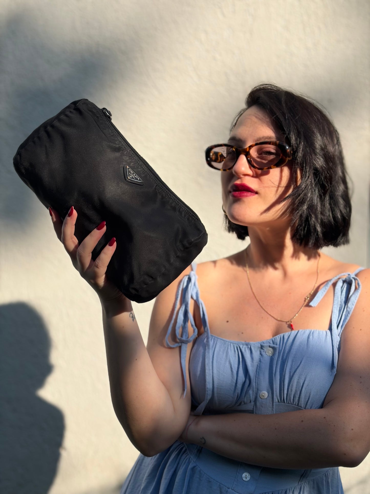 Pouch Prada nylon nero