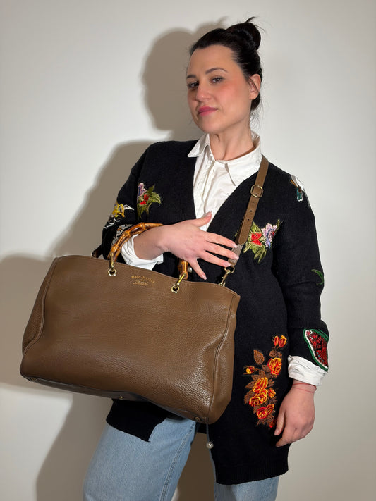 Shopper Bamboo Gucci marrone