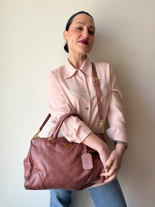 Satchel Prada rosa antico