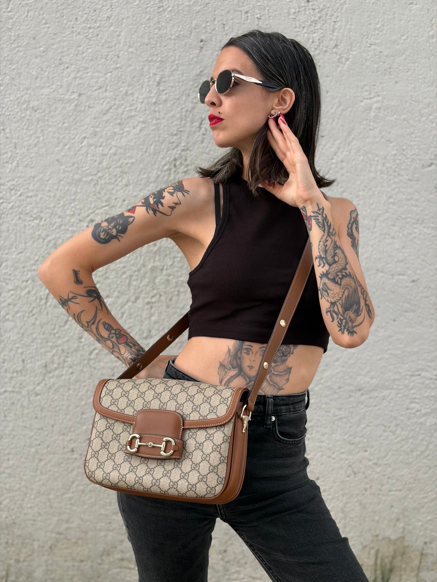 Borsa Gucci Horsebit GG 1955 misura media