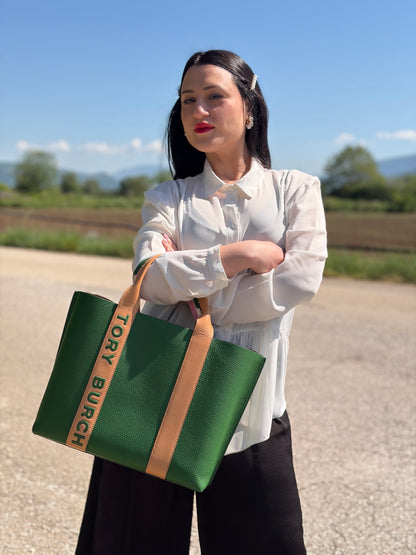Borsa Tote Tory Burch verde