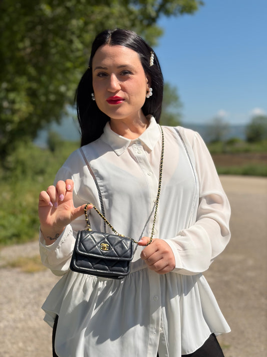 Borsa Chanel Mini Button On Top Flap nera