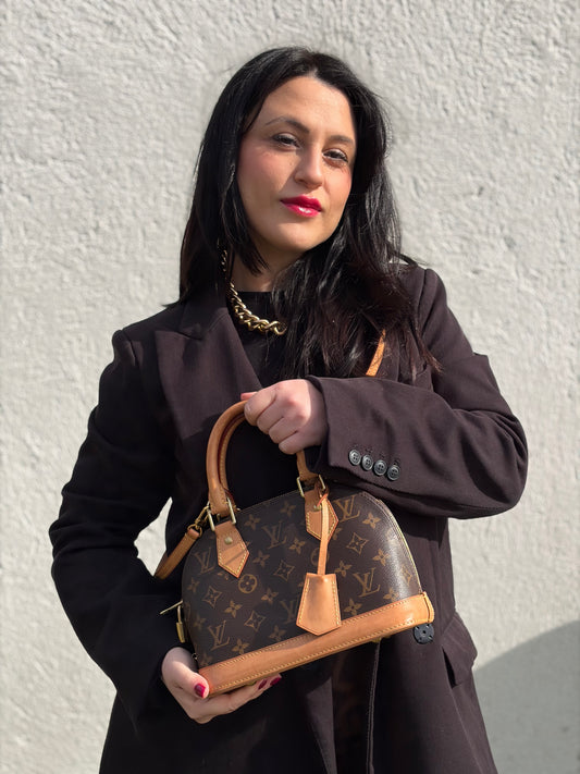 Alma BB personalizzata Louis Vuitton marrone