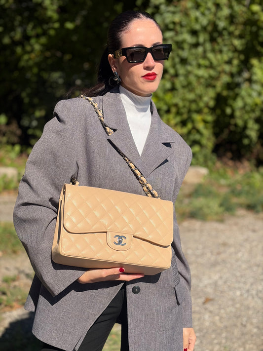 Borsa Chanel Timeless caviar beige