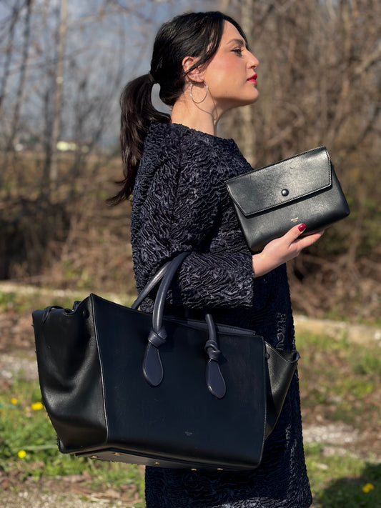 Shopper Céline Tie nera e blu