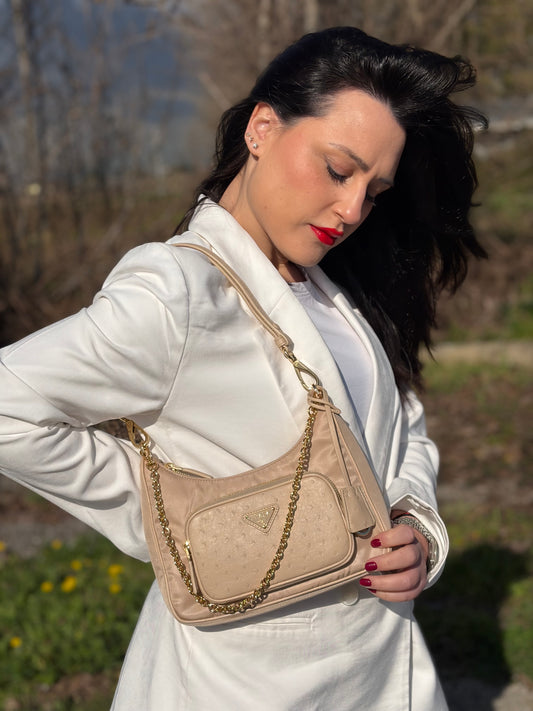 Ostrich Cammeo Re-Nylon Prada